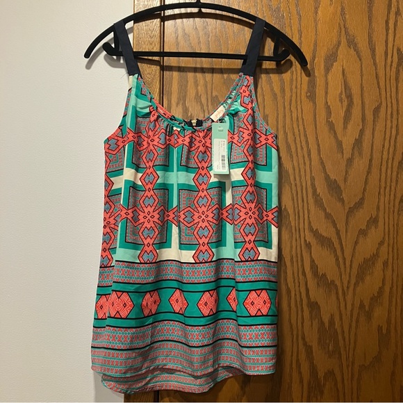 Stitch Fix Pixley Misty Scarf Print Ribbon Strap Blouse L NWT - Picture 2 of 5